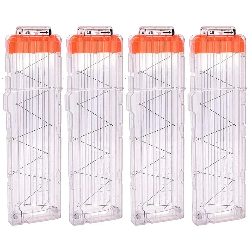 1/4PCS Soft Bullet Clips 18-Darts Quick Reload Clips Tijdschrift Clips voor Speelgoed Dart Gun (transparant Wit)