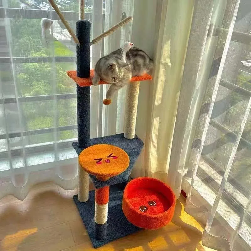 Multi-Layer Cat Tree with Ladder Toy Sisal Cat Tree With Cozy Perches Stable Cat Climbing Frame Cat Scratching Board Toys