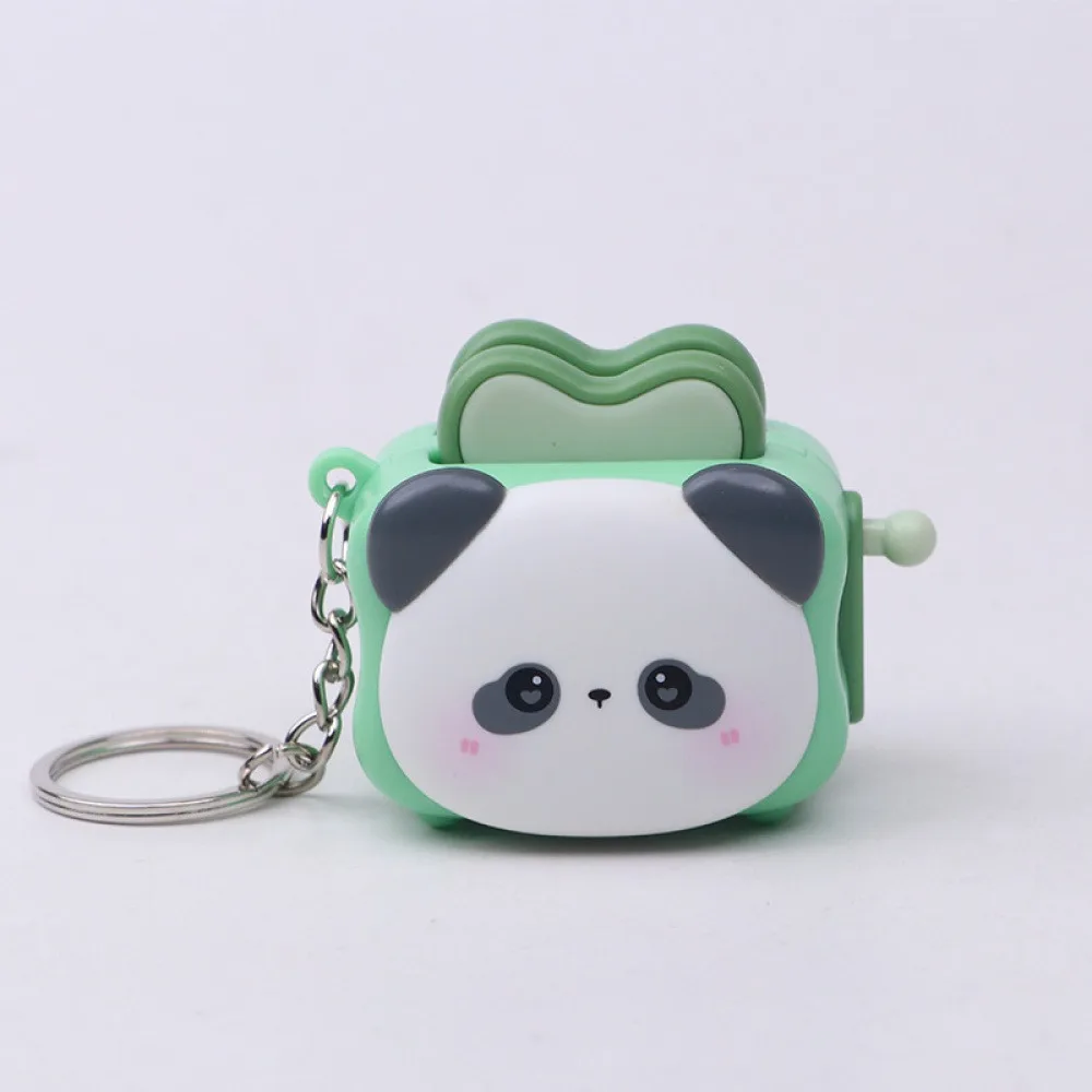 Cartoon animal-shaped fun hand-cranked toast pendant, student bag decoration, stress-relief toaster keychain, bag accessory image 3