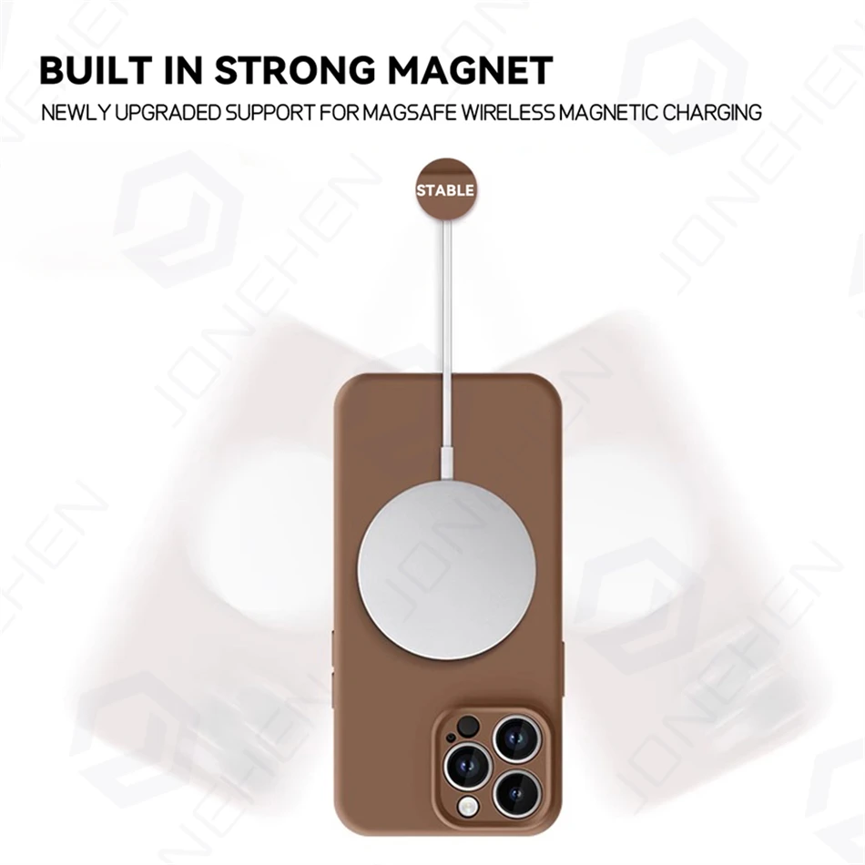 Магнитный гладкий чехол для Magsafe Liquid Silicone Case для iPhone 16 Plus 17 Air 15 14 13 12 Pro Max Len Protect Противоударный чехол