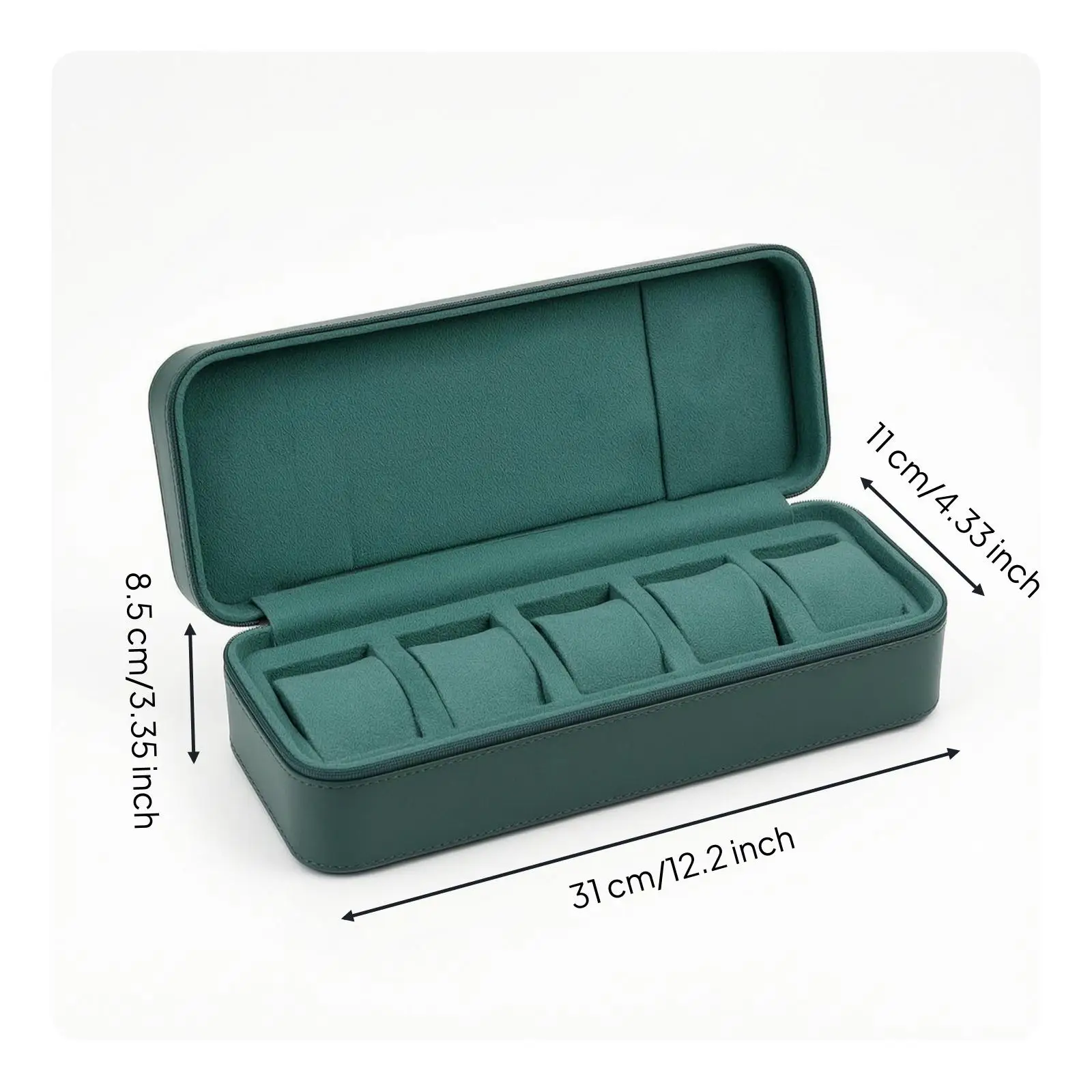 Elegant Watch Case for 3 Timepieces with Clamshell Lid and Plush Lining for Scratch Protection During Travel and Daily Use