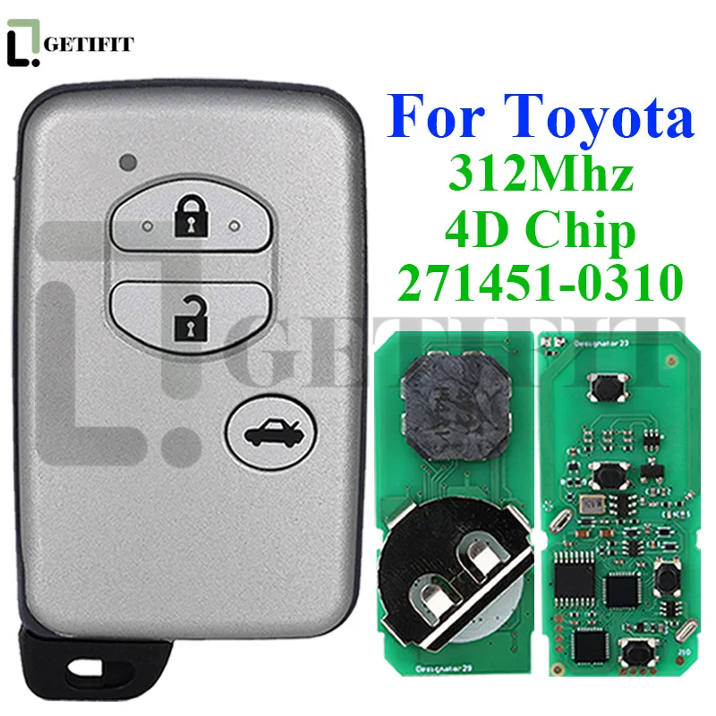 Smart Remote Car Key Keyless Go 271451-0310 312mhz 4D Chip for Toyota Camry Crown Mark X Majesta Japanese Imported 2005-2010