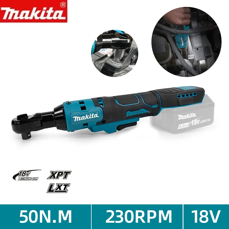 Makita 10MM Brushless Ratchet Right Angle Wrench Cordless Driver Multifunction Variable Speed Power Wrench LED 18V Power Tools