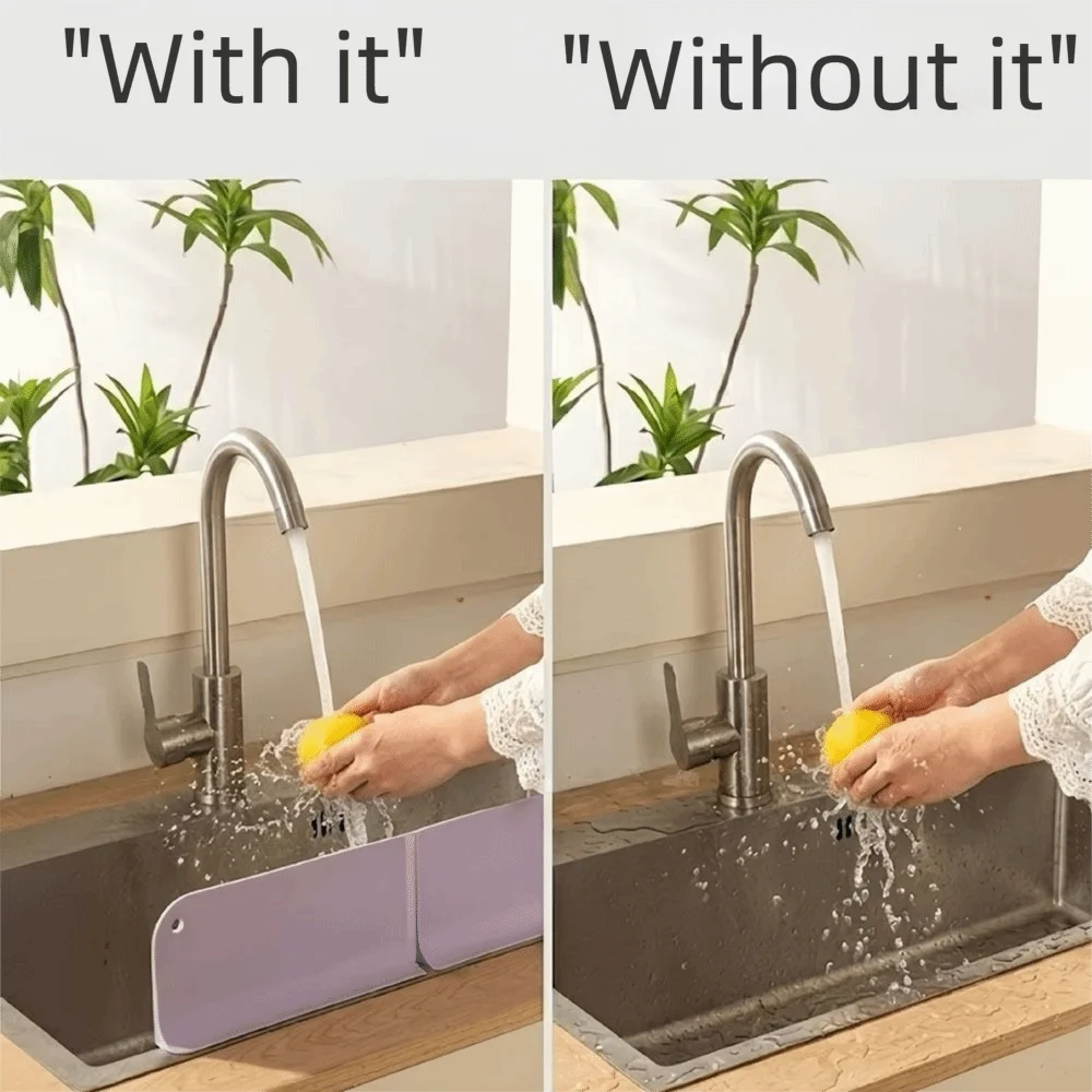 Foldable Silicone Sink Splash Guard Waterproof Anti-Splash Water Blocking Board Space Saving Oil-Proof Suction Cup Baffle
