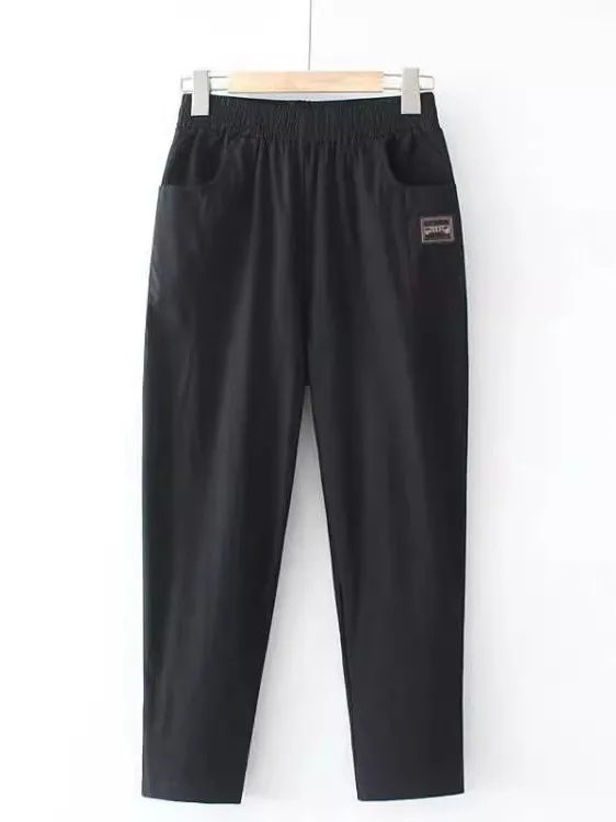 فضفاض القطن الكتان السراويل النسائية الحريم السراويل أمي فضفاضة التخسيس الصيف رقيقة تسع نقاط مستقيم الساق السراويل #3