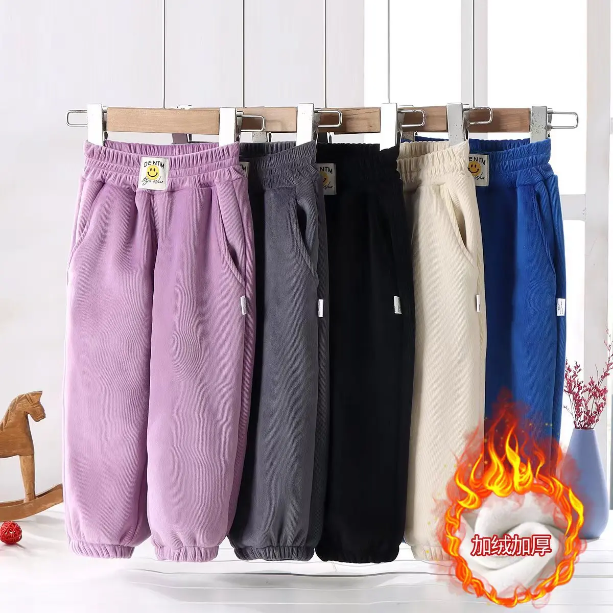 

Children's Fleece Pants for Autumn and Winter, Boys' Sanitary Pants, Girls' Sports Pants, Thickened One-piece Fleece Warm Pants