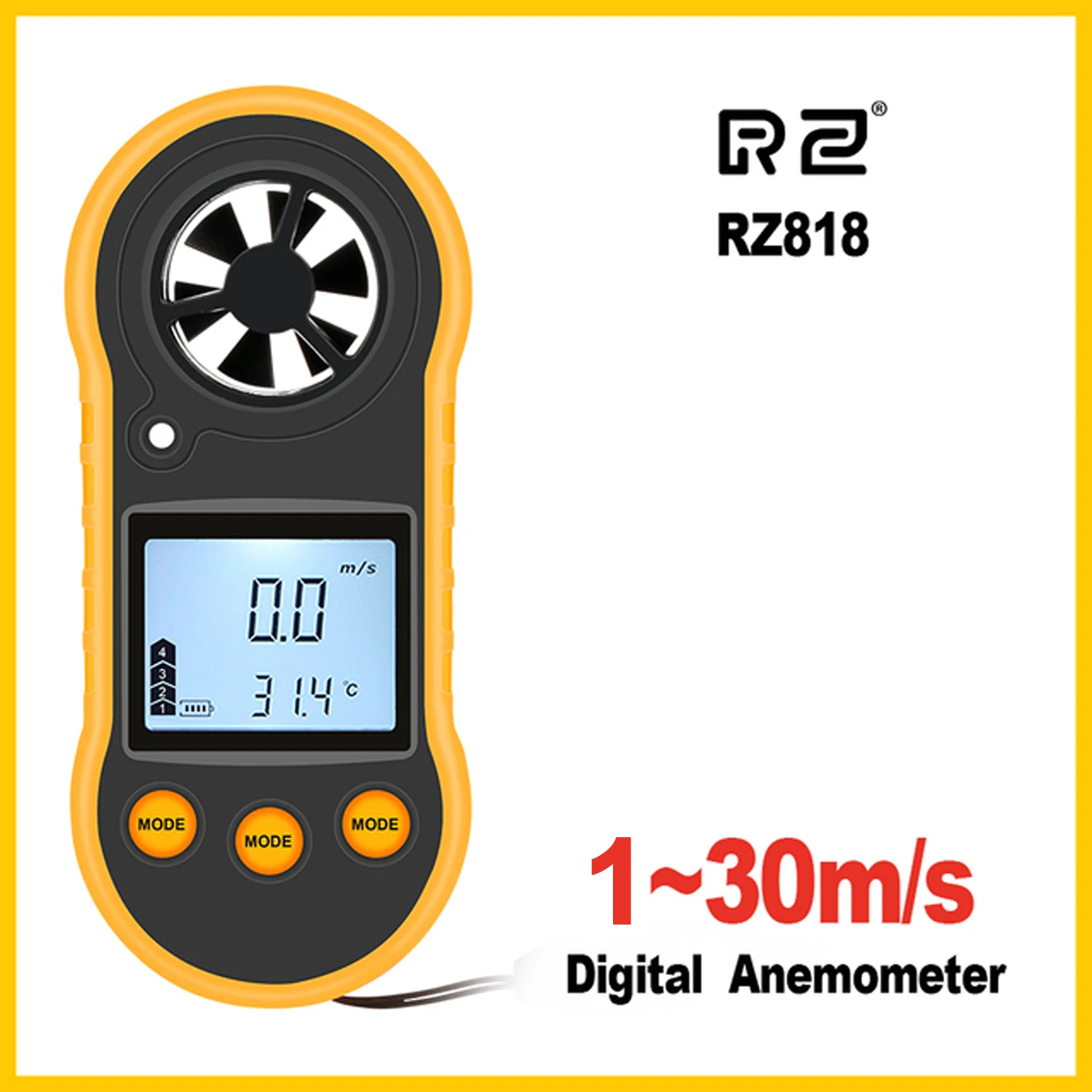 

RZ Portable Anemometer Anemometro Wind Speed Gauge Meter LCD Digital Hand-held Measure Tool RZ818/GM816