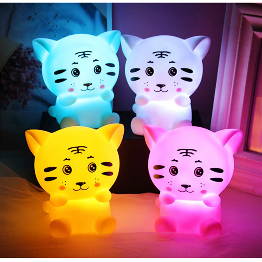 Baby Bedroom Decoration Night Light Led Cartoon Lamp Tiger Mood Lights Christmas Decoration 2023 Room Decor Aesthetic