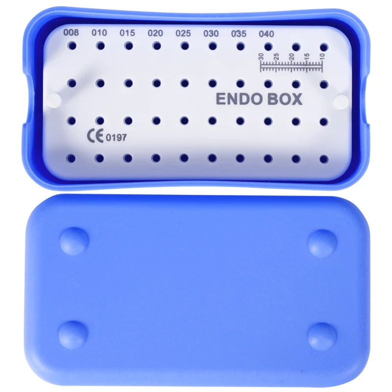 

1pc 40 Holes Dental Endo File Storage Box With Ruler Autoclavable Stand For Root Canal Files Sterilization & Organization Case