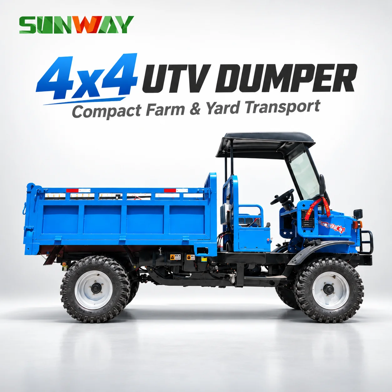 4 Ton Payload Agricultural Dump Truck 2400*1600*600mm Cargo Box Double Oil Cylinder Hydraulic Self‑unloading 4WD Farm UTV