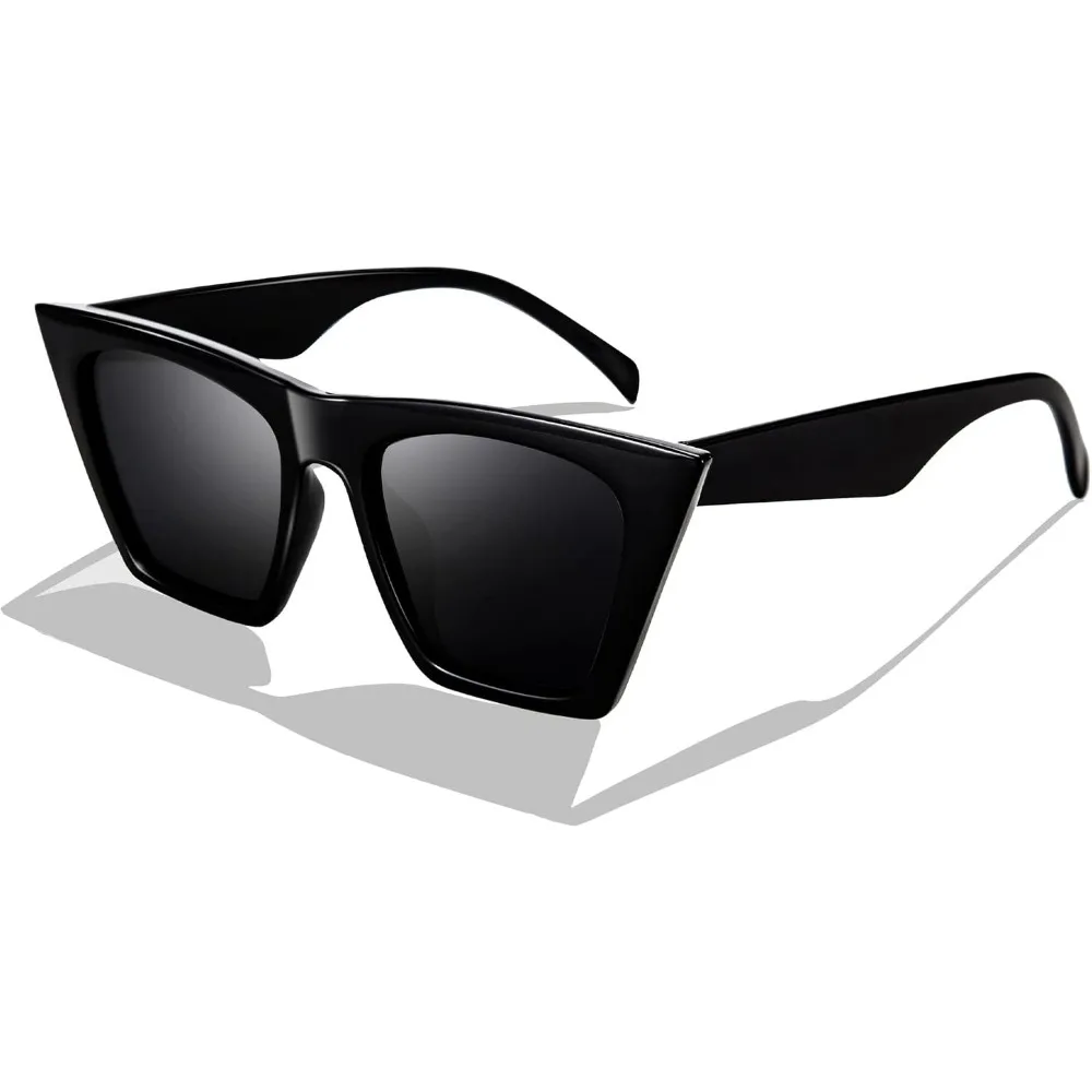 

Lunettes de soleil carrées vintage pour femmes à l'angle chatoyant moderne