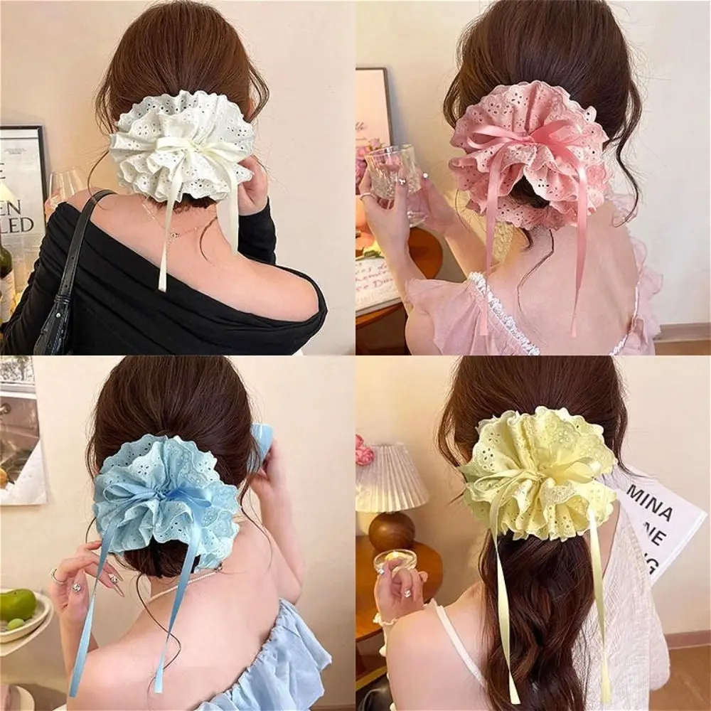 

Trendy Elastic Hair Scrunchies Hair Accessories Hollowed Lace Hair Bands Advanced Elegant Hair Rope for Women
