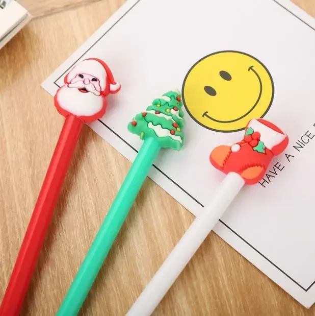 

50PCS Santa Claus Stereohead Christmas Gel Pens 0.5mm Smooth Black Student Stationery Office Accessories