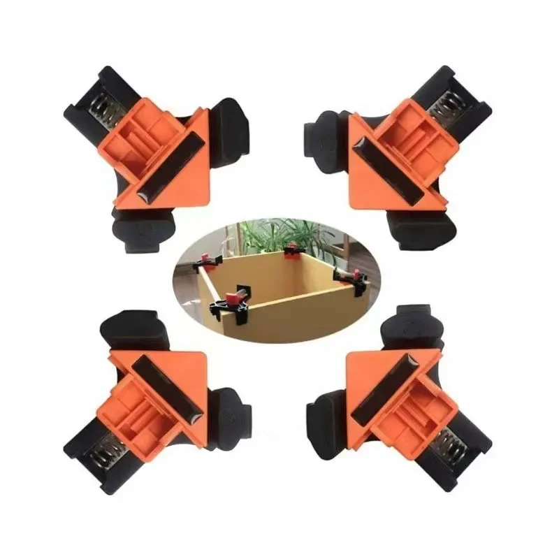 4pcs Woodworking Right Angle Clamp Positioning 90°Right Angle Fixing Punching Installing Device Frame Punching Fixing Device Set