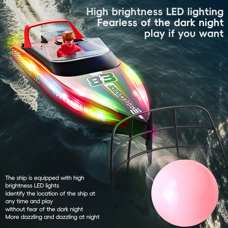 New Hj819t Hj821t Remote-Controlled Boat With Ball Pusher High-Speed Speedboat With Transparent Light Water Model