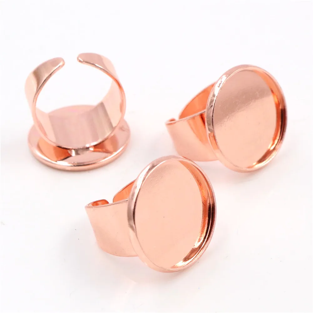 12/14/16/18/20/25mm 6 Colors Bronze Silver Plated Brass Adjustable Ring Setting Blank/Base,Fit 12-25mm Glass Cabochons Bezels