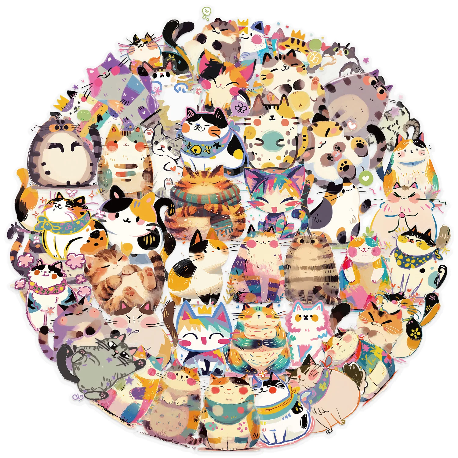 50pcs Versatile Cats PET Cartoon Graffiti Stickers Phone Guitar Laptop Notebook Suitcase Water Cups Waterproof Sticker Kids Toys