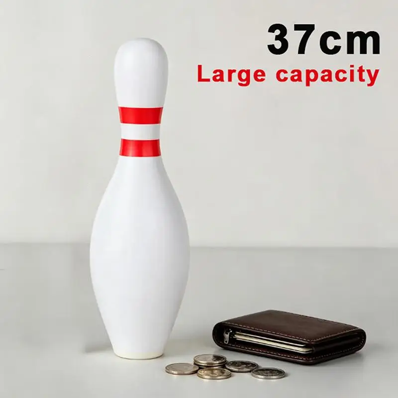 Bowling Pin Shaped Piggy Bank Change Box Money Saving Pot Large Storage Great Home Decor Gift For Bowling Enthusiasts