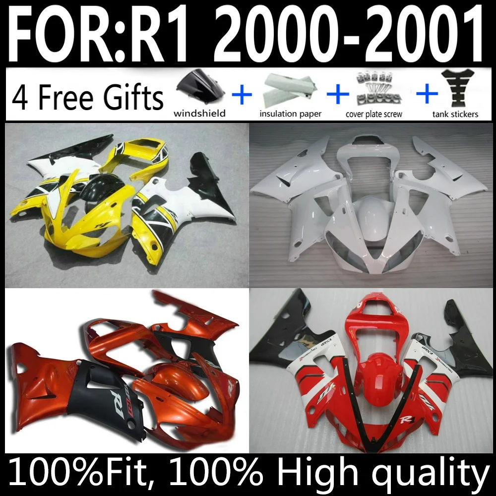 

Yamaha YZF-R1 00 01 R1 2000-2001 Motorcycle Fairings Kit ABS Plastic Body Work Cowlings Set Full Body Replacement