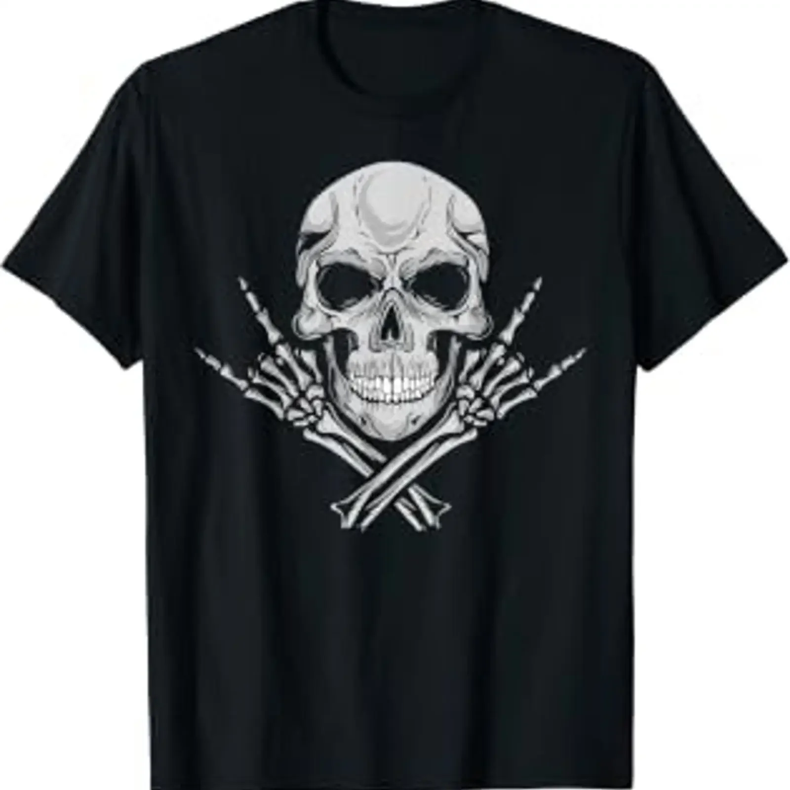 Mano Cornuta Cool Music Skull Rocker Greeting T Shirt vintage Washed Casual Unisex Soft Stylish Slightly Comfortable