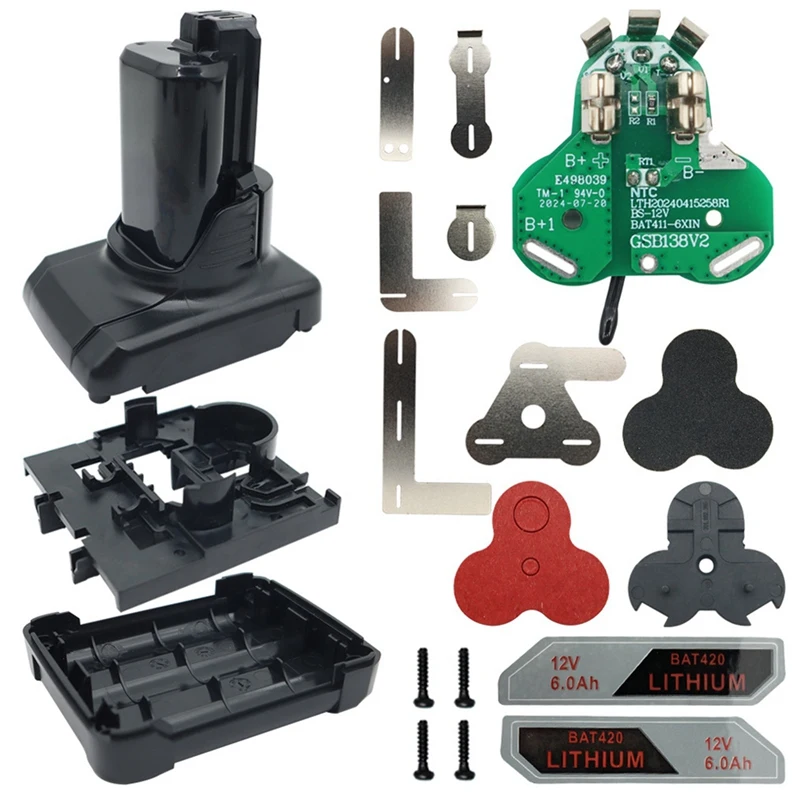 TOP BAT411 BAT420 Li-Ion Battery Plastic Case Shell PCB Charging Protection Board Label For  10.8V 12V BAT412A BAT413A