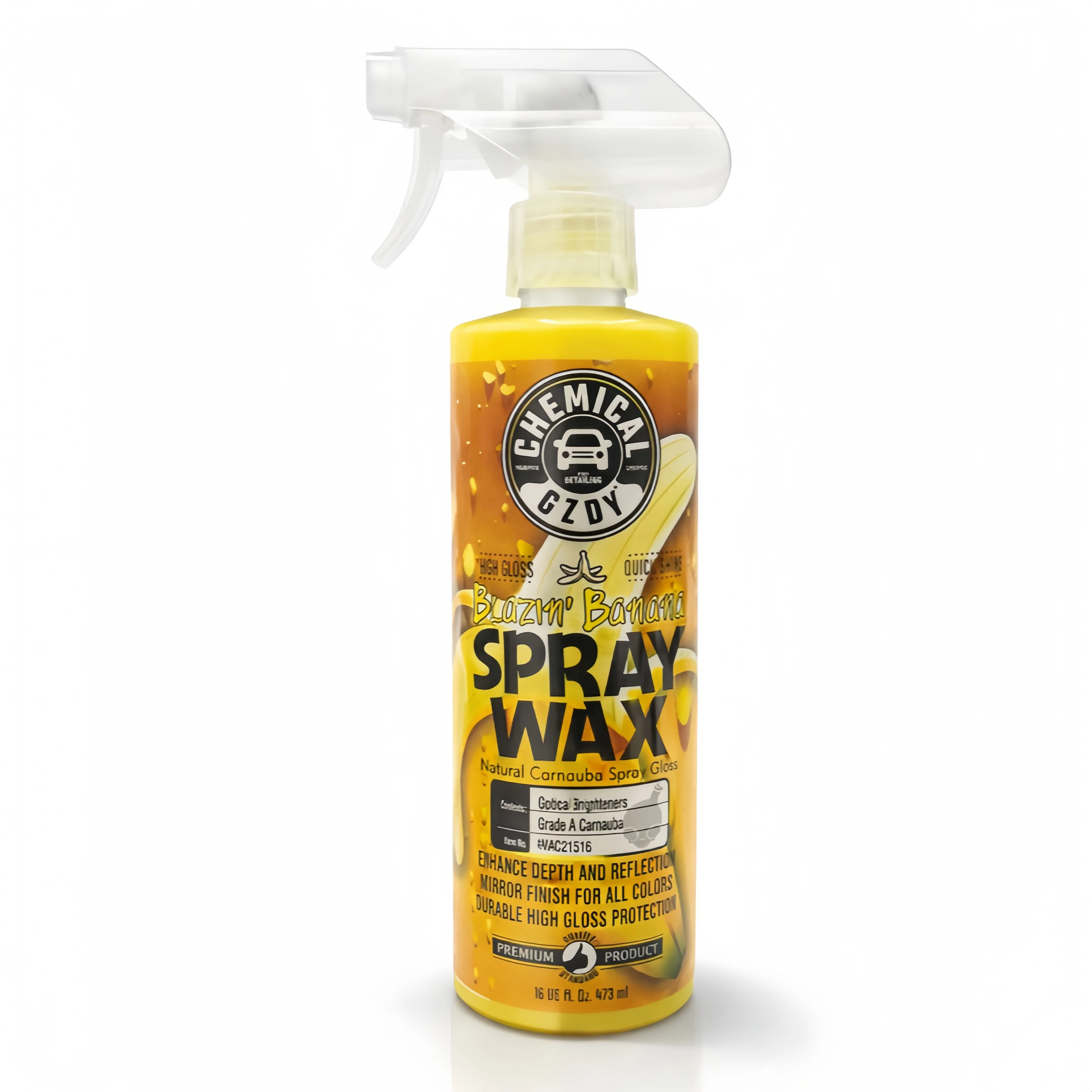 Car Spray Wax 16 oz – High Gloss Banana Carnauba Wax, Quick Detailer, Hydrophobic Shine & Protection for All Paint Colors