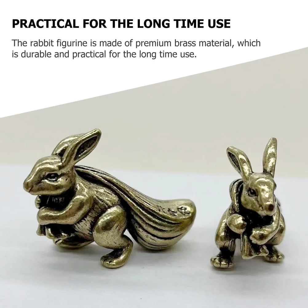 تمثال أرنب نحاسي رائع لديكور سطح المكتب القديم لغرفة المعيشة ورف الدراسة وعرض ملحقات حرفية للحيوانات في الأماكن المغلقة والخارجية #5