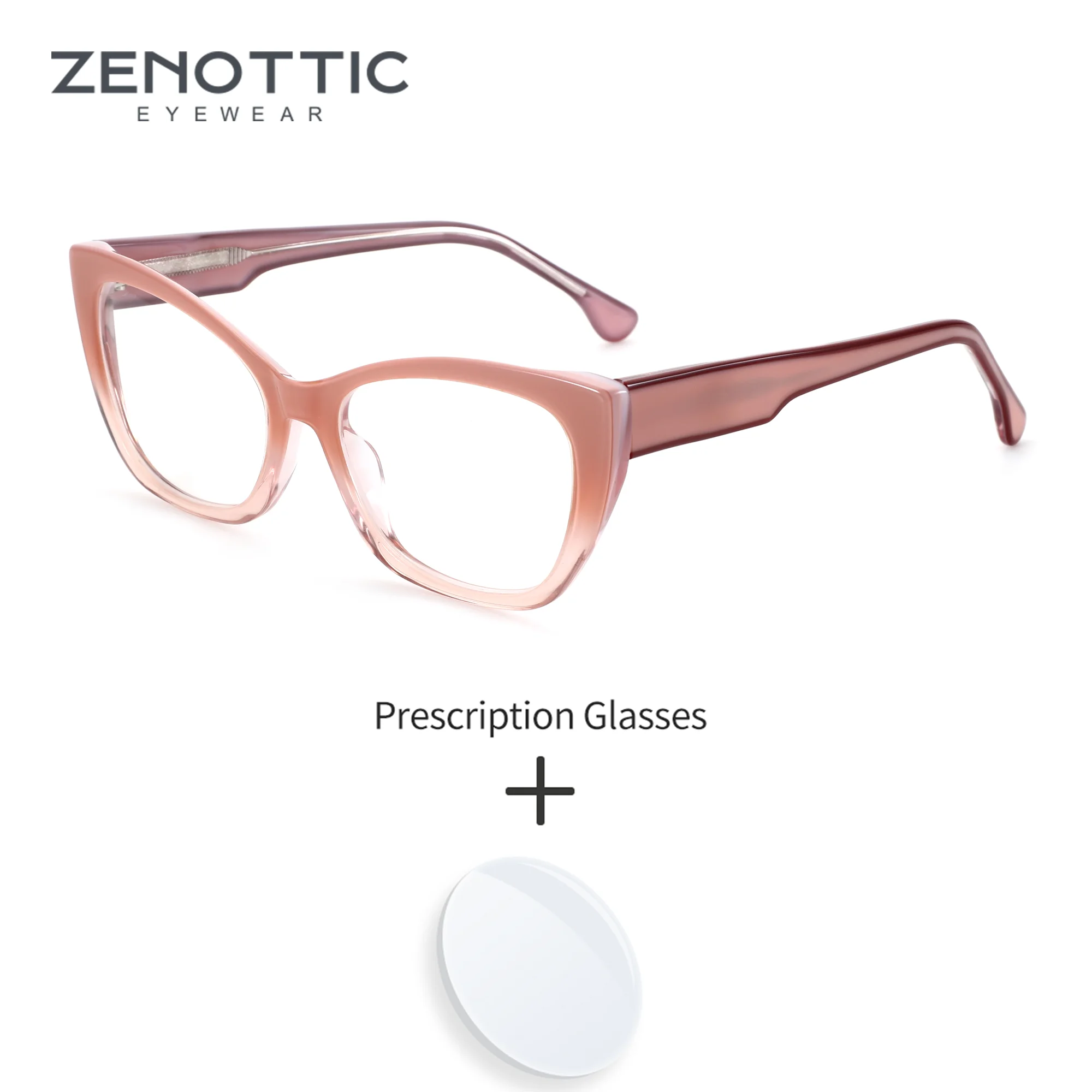 

ZENOTTIC S Size Women's Progressive Multifocal Glasses Cat Eye Solid Acetate Optical Lenses Recipe