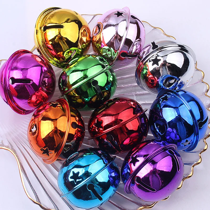40mm Big Hollow Star Jingle Bells Pendant Frosted Bell for Festival Party Christmas Tree Decor /DIY Craft Pet Necklace Ornament