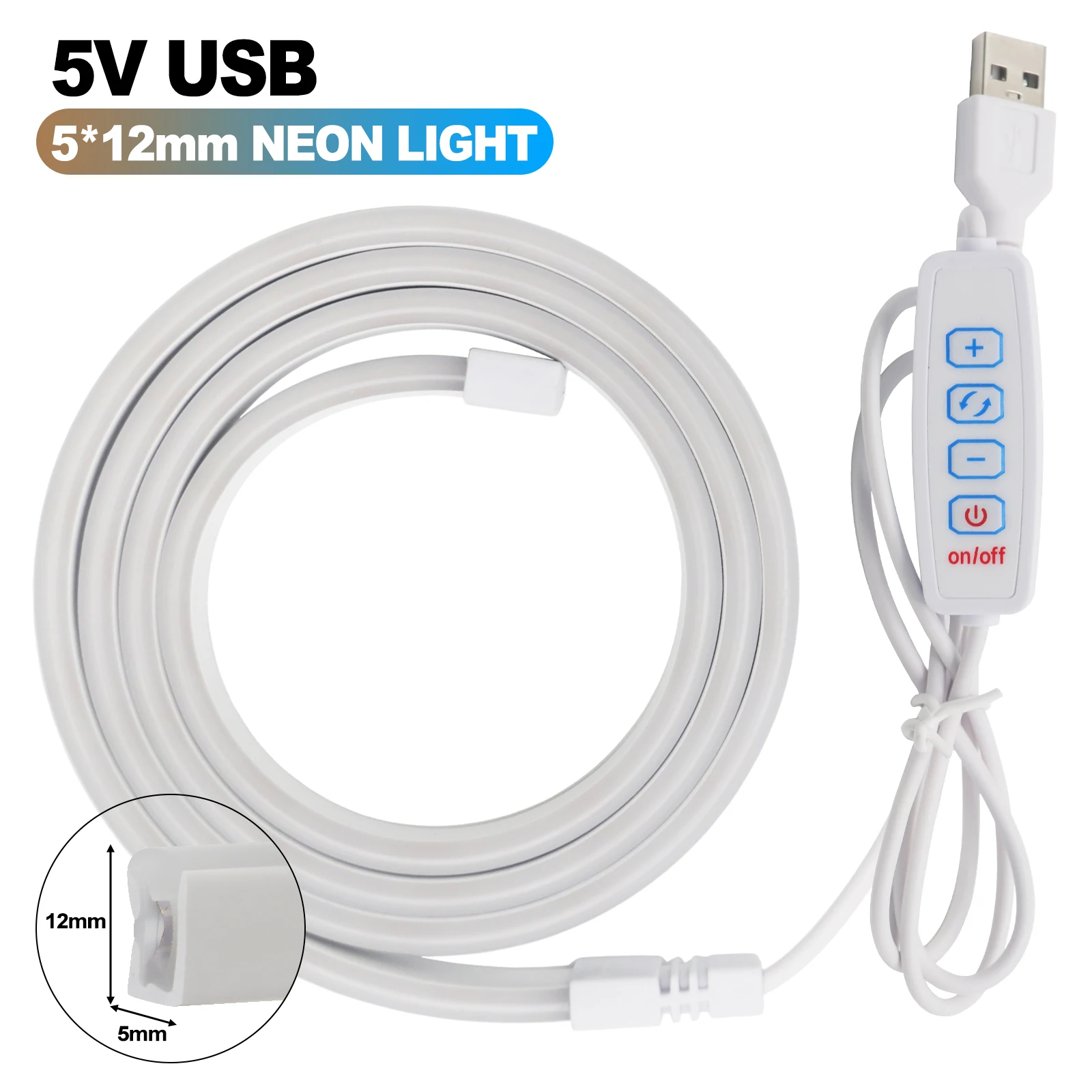 Dual Color Silicone Neon LED Strip 5V USB 2835 Lights 90LED/m 3000K 4000K 6000K Neon Tube 4 Button Controller for Indoor Decor