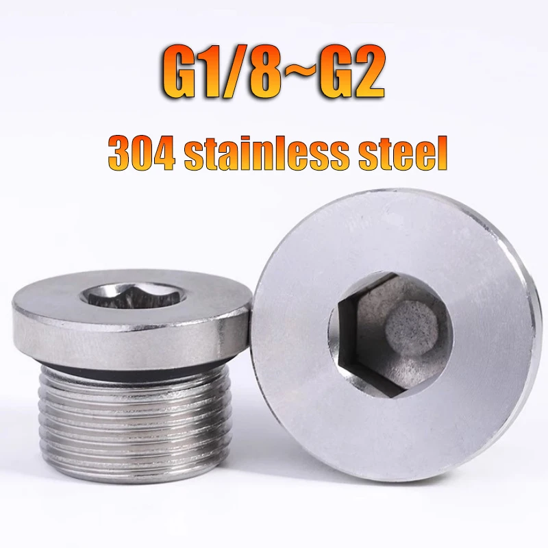 BSP Hex Socket Head Flange Plug G1/8 G1/4 G3/8 G1/2 G3/4 G1 G1-1/4 G1-1/2 G2 304 Stainless Steel Bolt Oil Water Pipe Fitting