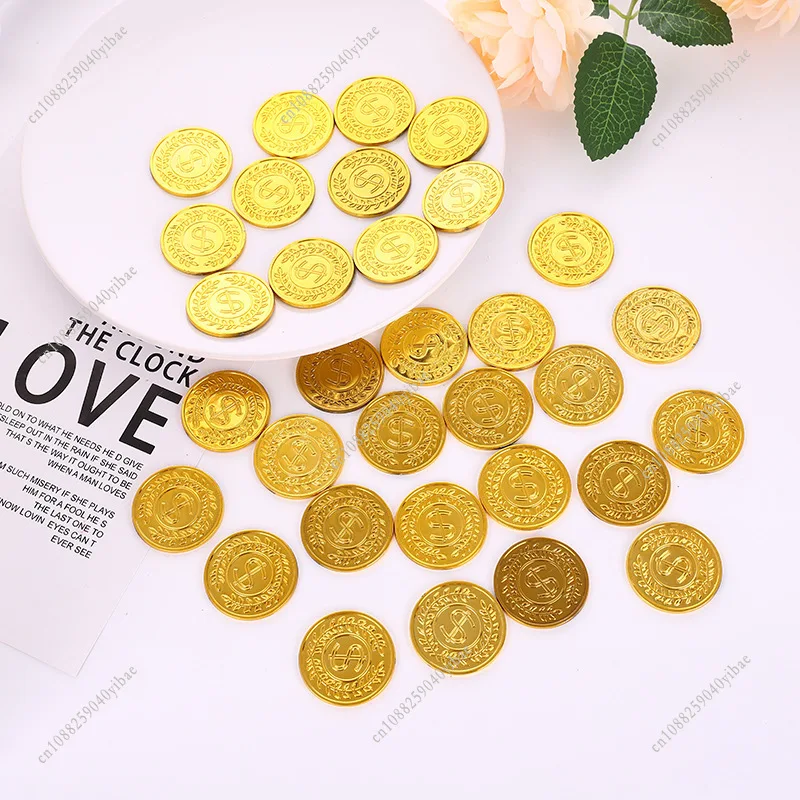 30/50 個海賊金貨銀貨銅貨プラスチックコインおもちゃホームキッド好意ゲーム宝物用品ゲームアクセサリー小道具