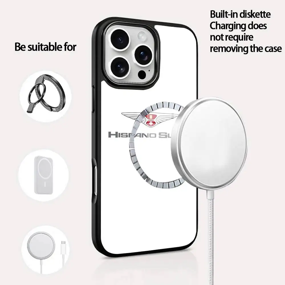 

H-Hispano S-Suiza Phone Case For IPhone 16 15 14 13 12 11 Pro Max Plus Mini Magsafe Mirror Wireless Magnetic Cover