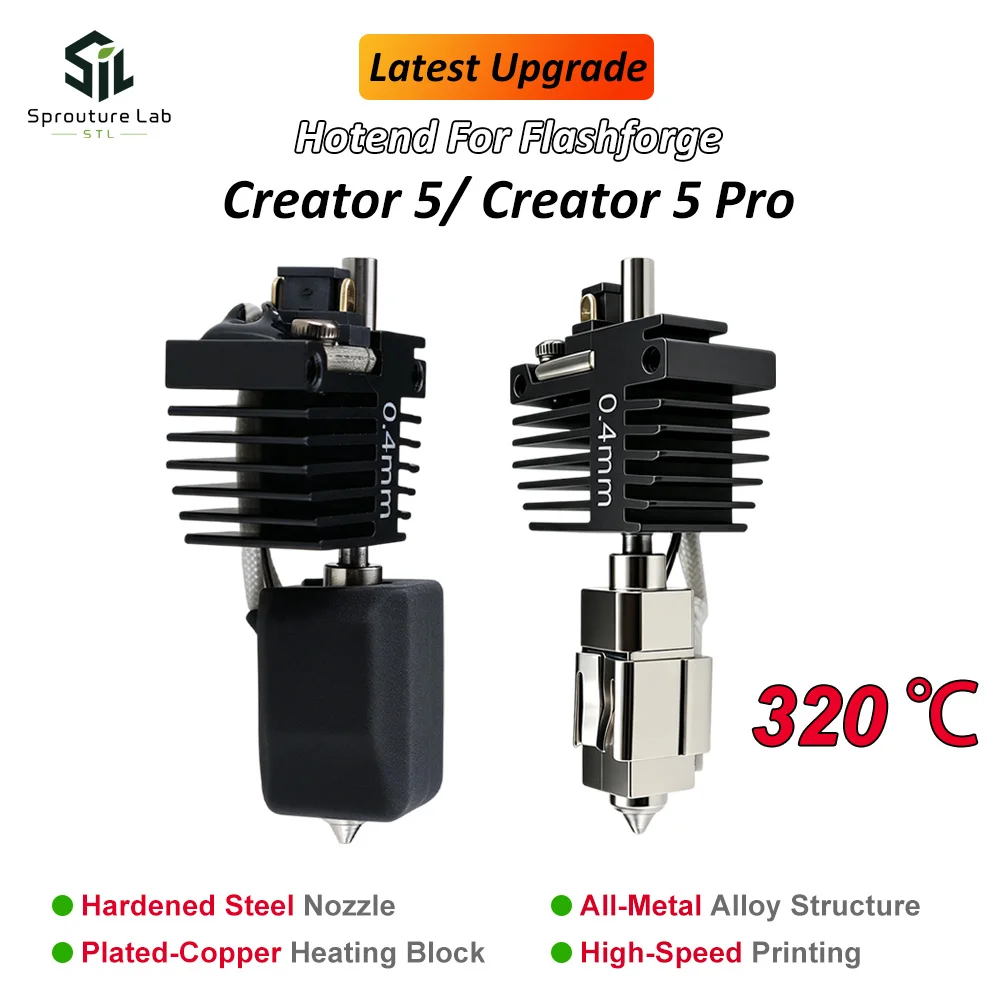 Image of Upgrade-Hotend für Flashforge Creator 5/C5 Pro, Düse aus gehärtetem Stahl, C5 Hotend, Kupfer-Heizblock, 0,25/0,4/0,6/0,8 mm C5-Düse