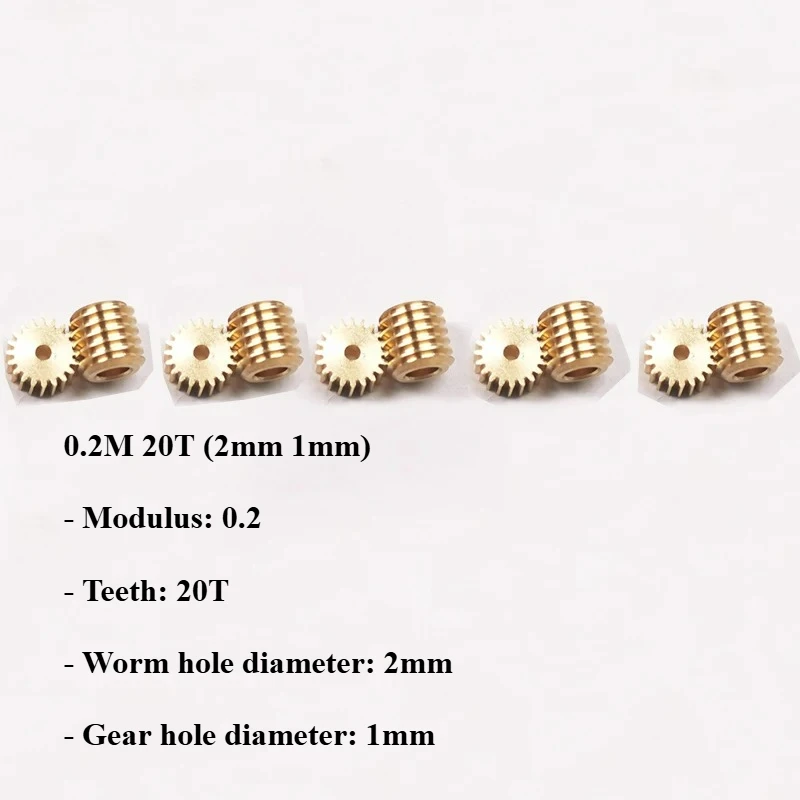 5sets Modulus 0.2 20t 30t Worm Gear Brass Mini 90 Degree Reducing Transmission Gear For Rc Diy Model Car Shaft Pinion Connector