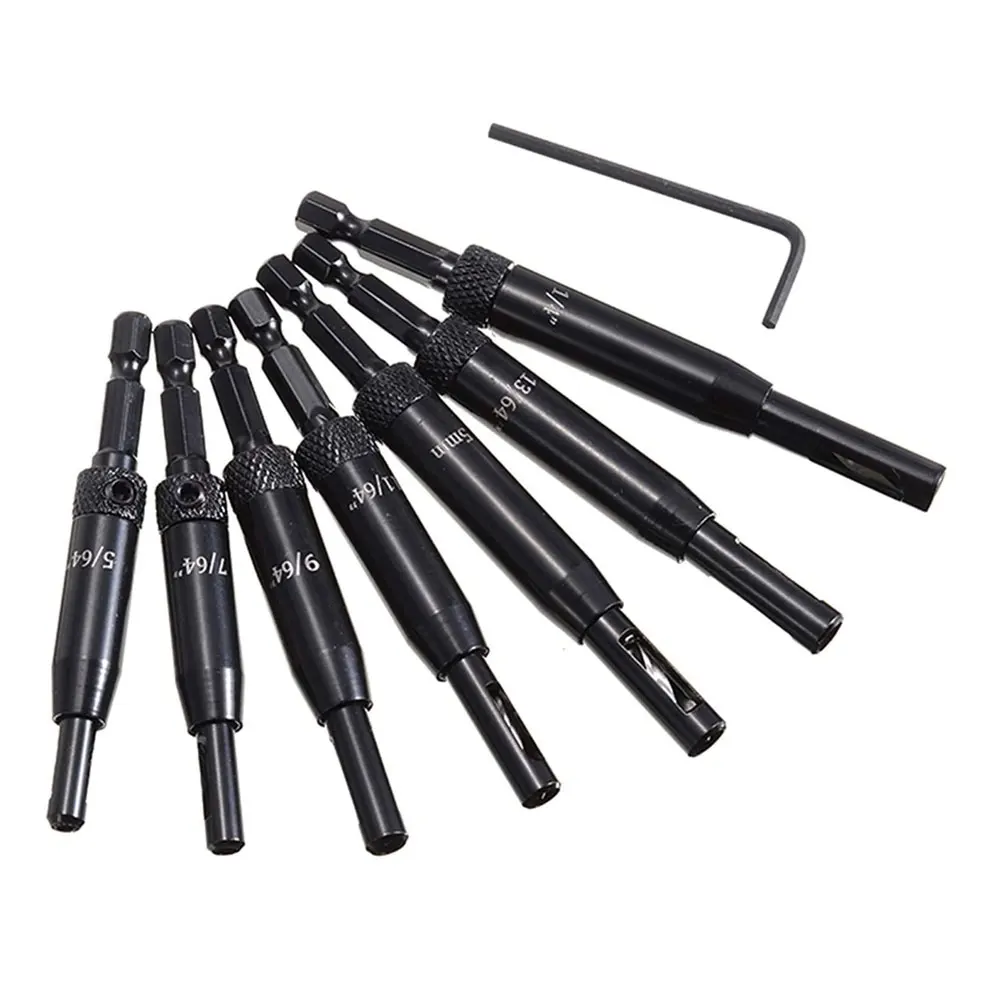 Binoax 7/816 Pcs Self Centering Hinge Tapper Core Drill Bit Set for Woodworking Adjustable Door Window