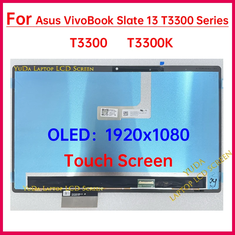 Tela sensível ao toque de 13,3 polegadas para tablet Asus VivoBook Slate 13 T3300 T3300K, conjunto de display LCD e digitalizador de substituição OLED ATNA33XC21-0