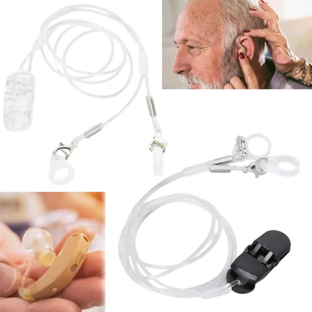 

10Pcs Children Adult Hearing Aids Clip Holder Transparent 2 Rings Anti-Lost Lanyard Safety Behind The Ear Hearing Aids Accessory