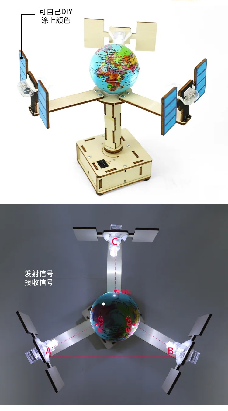 DIY Geosynchrones Satellitenmodell Dampf Lernspielzeug Experimentelle Materialien für Luft- und Raumfahrtwissenschaft G354