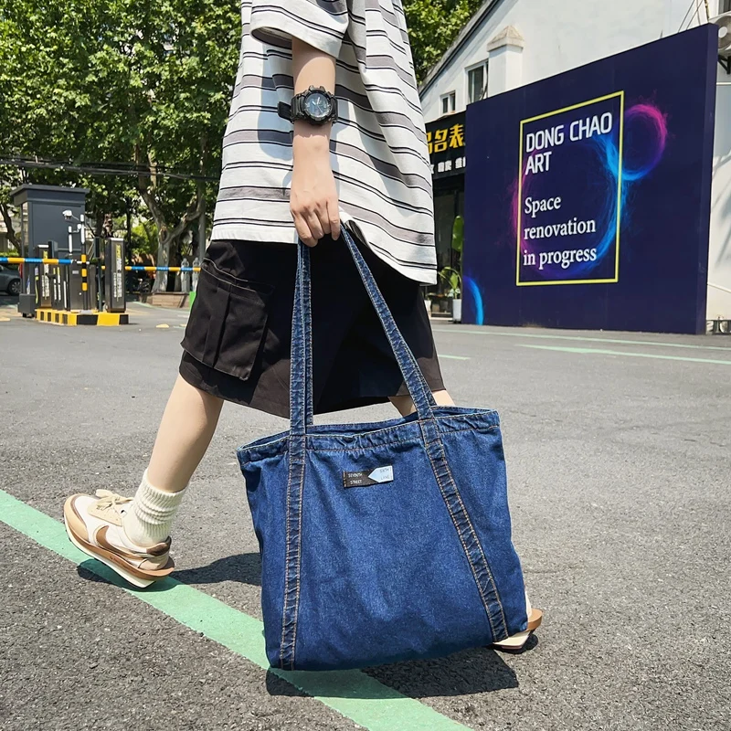 Denim Bags For Women 2022 Large Capacity Shoulder Bag College Student Female Handbags Jeans Big Shoppers Eco Bag Foldable Casual