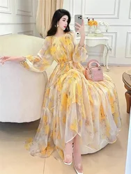 Floral Dress Women's 2026 New Female Spring/Summer Dresses Ladies Long Sleeve Vestidos Lady French Affordable luxury Long Dress