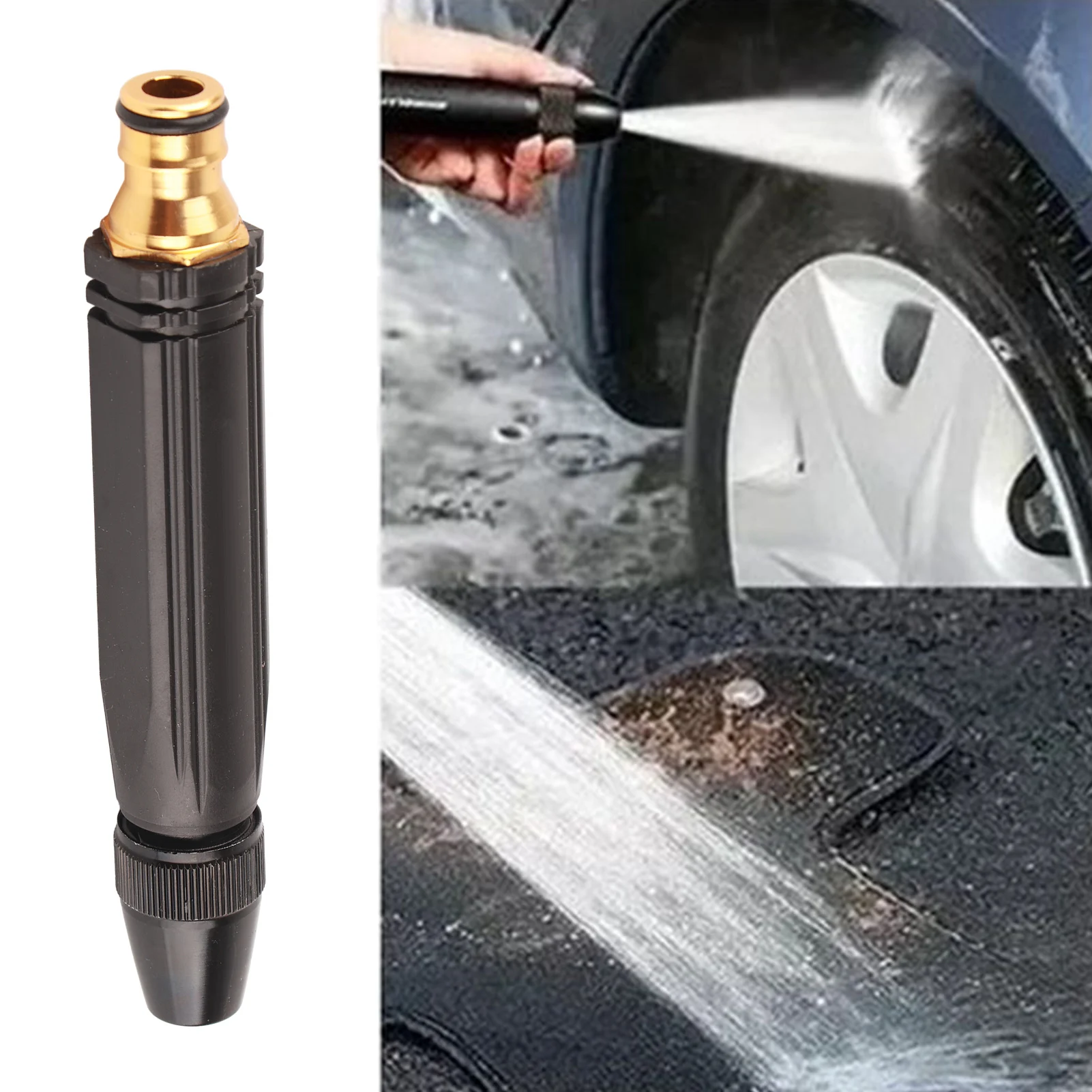 G1/2 High Pressure Garden Hose Nozzle Engineering Plastic Water Spray Nozzle with Aluminum Alloy PVC Joint for Car Wash Lawn