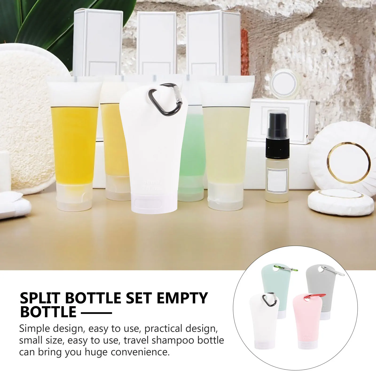 

4Pcs Travel Empty Refillable Bottles Shampoo Lotion Portable Silicone Squeeze Leakproof Travel Dispenser Empty Shampoo Bottle