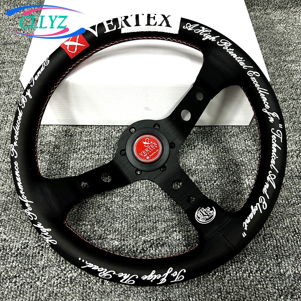 12.5inch 320mm Racing Drift Steering Wheel Real Leather Deep Dish VERTEX Sim Embroidery JDM Car Accessories view 4