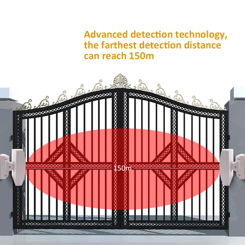 Wire Outdoor Microwave Sensor 150-Meter Long Distance Perimeter MW Detector Barrier for Villa Farm Home Security Alarm System