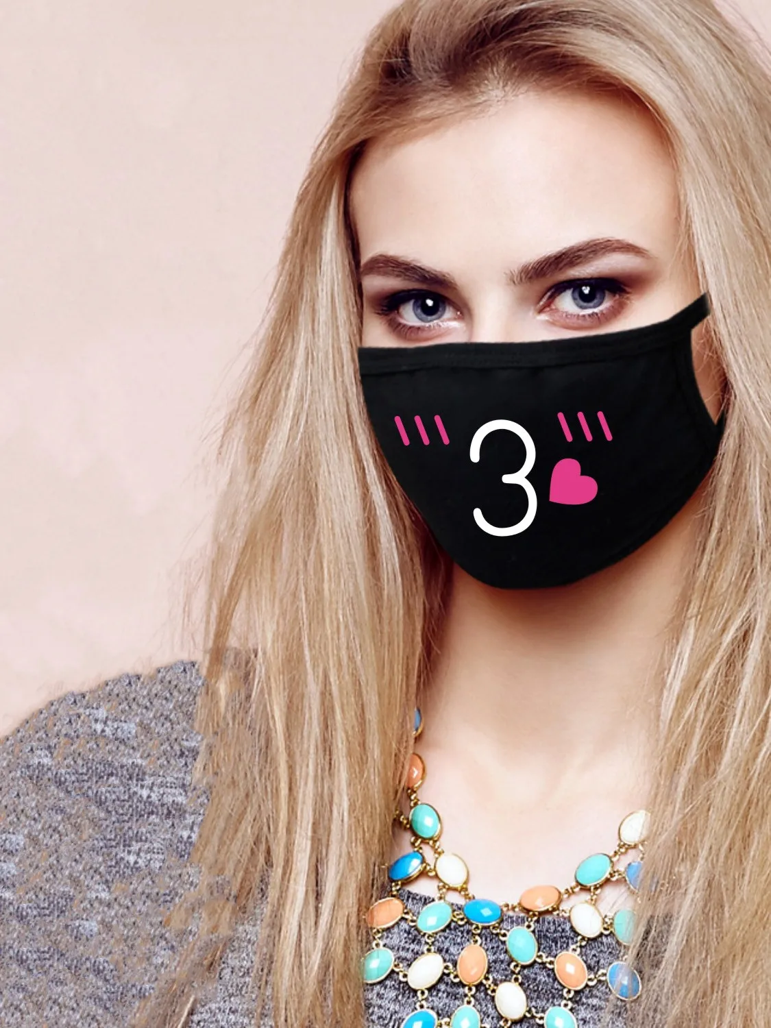 Grappige Uitdrukking Creatieve Anime Party Mond Gezichtsmasker Voor Mond Zwart Unisex Kpop Rijden Stofdicht Ademend Kawaii Schattig Masker