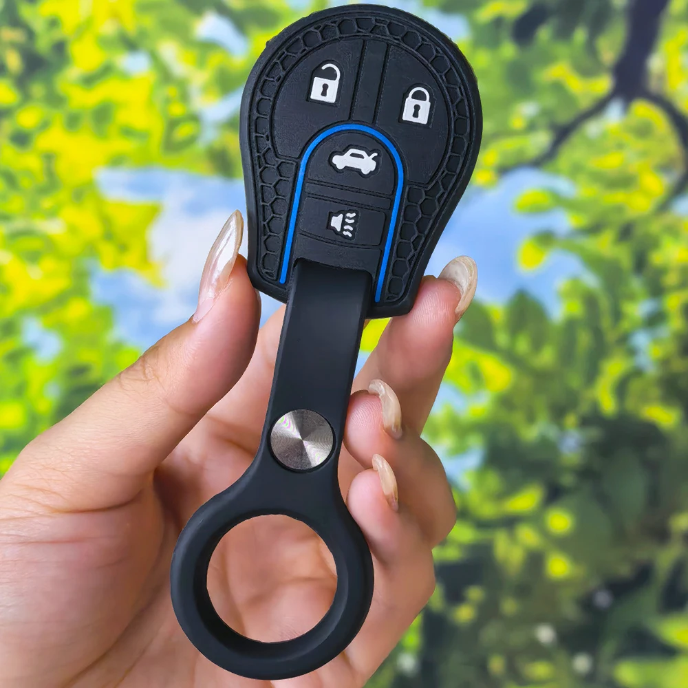 Soft Honeycomb Silicone Key Case with Keychain for Nissan Maxima Versa Altima Sentra Tiida Armada X-Trail 4 Button Remote Fob