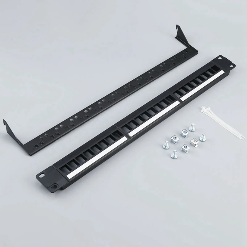 19-Inch 1U Cabinet Rack Through 24-Port CAT6 Patch Panel RJ45 Network Cable Adapter Keystone Jack Modular Patch Panel