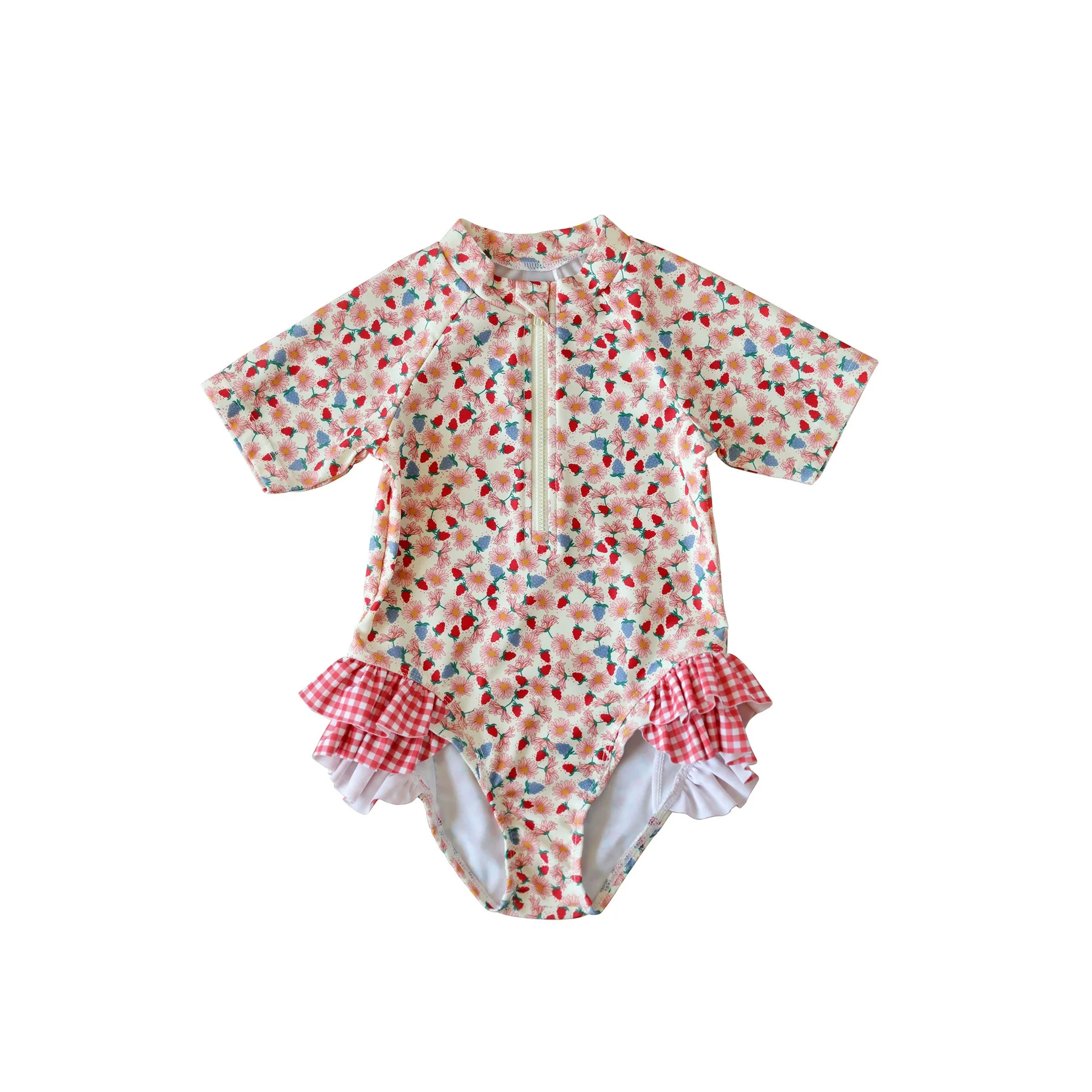 Toddler Kids Girls One-piece Swimsuit Children's Cute Cherry Printed Plaid Swimsuit Quick-drying Breathable Swimwear view 6