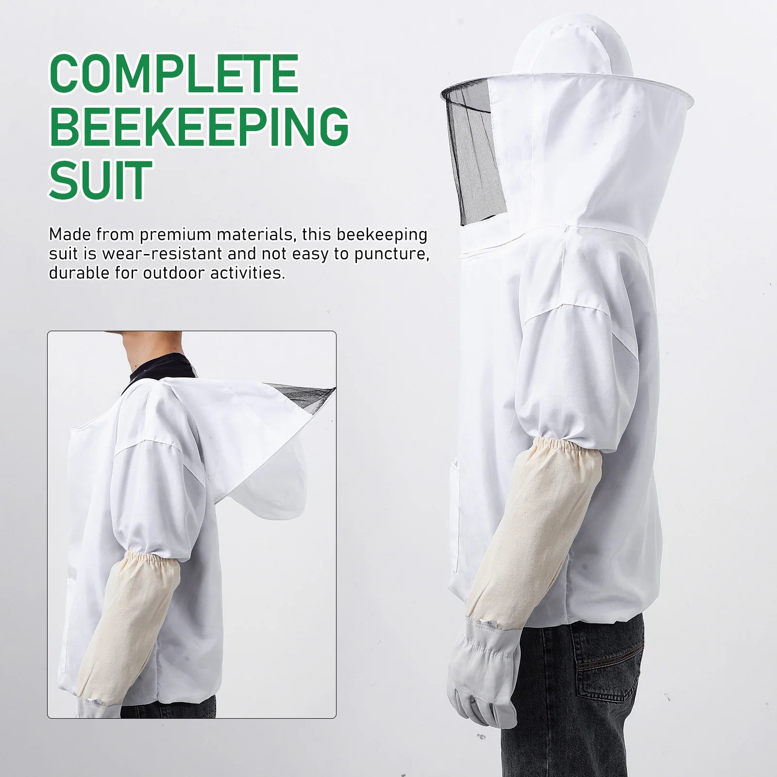 

1Set Bee Suit with Ventilated Zippered Hood Beekeeping Gloves Thickened Fabric Protective Jacket Universal Fit for Men and
